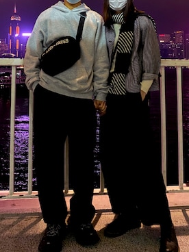 「GU（ジーユー）のアイテム（ノーカラージャケット）」を使った、kal ‘sさん（レディース・168cm）の冬コーディネート