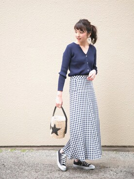 kosujiさんの「ギンガムチェックマーメイドスカート」を使ったコーディネート