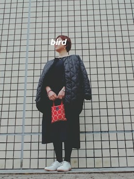 「ブラック×ホワイト」｜「アイテム（ブルゾン）」を使った、birdさん（レディース・157cm）の春コーディネート