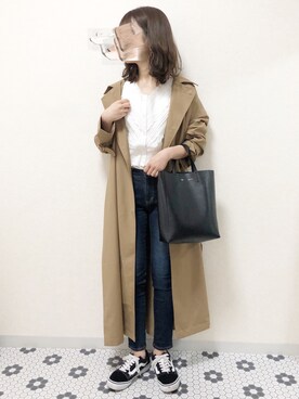 「zozoデニム」｜「アイテム（トレンチコート）」を使った、ｎａｎａ♡さん（レディース・153cm）の冬コーディネート