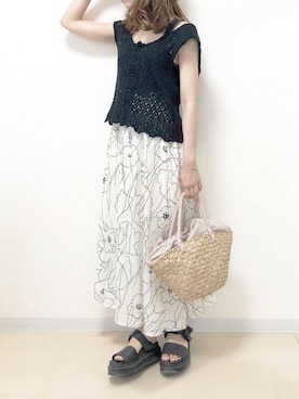 「Bou Jeloud（ブージュルード）のアイテム（スカート）」を使った、ｎａｎａ♡さん（レディース・153cm）の春コーディネート
