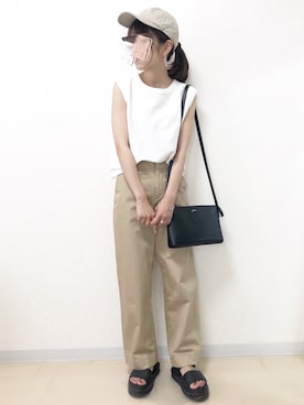 「NANO universe（ナノユニバース）のアイテム（帽子）」を使った、ｎａｎａ♡さん（レディース・153cm）の夏コーディネート