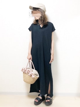 「NANO universe（ナノユニバース）のアイテム（帽子）」を使った、ｎａｎａ♡さん（レディース・153cm）の夏コーディネート