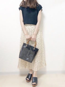 「Chaco closet（チャコ クローゼット）のワッフルフレンチスリーブ半袖T（Tシャツ/カットソー）」を使った、ｎａｎａ♡さん（レディース・153cm）の夏コーディネート