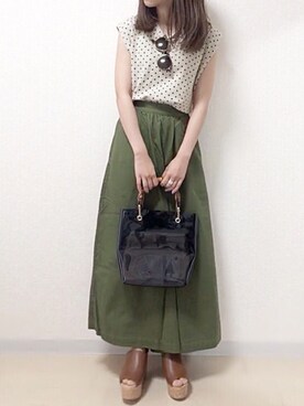 「Chaco closet（チャコ クローゼット）のリラクシングAラインフレアワイドパンツ（その他パンツ）」を使った、ｎａｎａ♡さん（レディース・153cm）の夏コーディネート