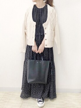 Mila Owen ミラオーウェン の ウエストシャーリングドットワンピース ワンピース Wear