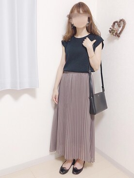 「Chaco closet（チャコ クローゼット）のワッフルフレンチスリーブ半袖T（Tシャツ/カットソー）」を使った、ｎａｎａ♡さん（レディース・153cm）の秋コーディネート