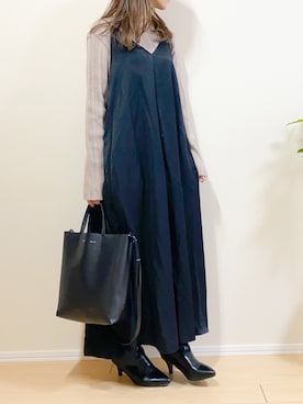 「Kastane（カスタネ）のパターン編みメッシュリブニット（ニット/セーター）」を使った、ｎａｎａ♡さん（レディース・153cm）の冬コーディネート