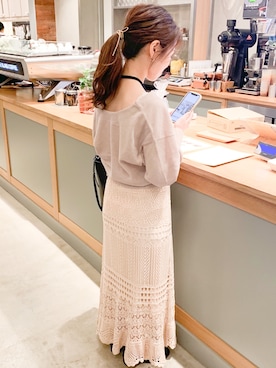 「NEUNA（ヌナ）のウエストゴムシアーニットロングスカート（スカート）」を使った、ｎａｎａ♡さん（レディース・153cm）の春コーディネート