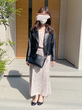 「カシュクール」｜「アイテム（ライダースジャケット）」を使った、ｎａｎａ♡さん（レディース・153cm）の春コーディネート
