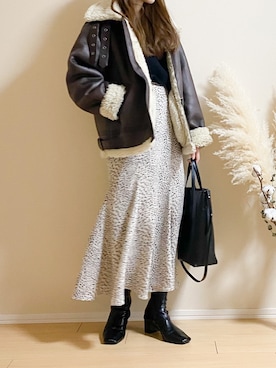 「Ungrid（アングリッド）のアイテム（ムートンコート）」を使った、ｎａｎａ♡さん（レディース・153cm）の冬コーディネート