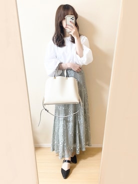 「ROPE' PICNIC（ロペピクニック）のアイテム（スカート）」を使った、ｎａｎａ♡さん（レディース・153cm）の春コーディネート
