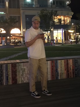 「SAYHELLO（セイハロー）のアイテム（キャップ）」を使った、younsukcrvzy さん（メンズ・184cm）の夏コーディネート