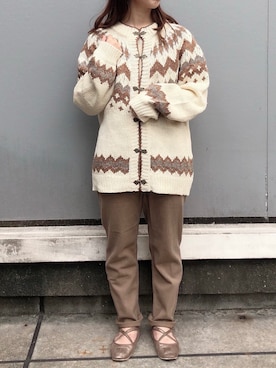 「one after another NICE CLAUP（ワンアフターアナザーナイスクラップ）のアイテム（バレエシューズ、ゴールド系）」を使った、tomoさん（レディース・151cm）の秋コーディネート
