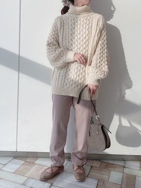 「one after another NICE CLAUP（ワンアフターアナザーナイスクラップ）のアイテム（バレエシューズ、ゴールド系）」を使った、tomoさん（レディース・151cm）の秋コーディネート