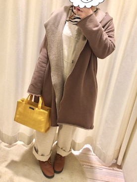 「マスタードイエロー」｜「アイテム（その他アウター）」を使った、mii⑅⋆さん（レディース・150cm）の冬コーディネート