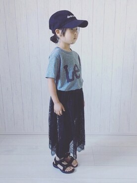 「Lee（リー）のアイテム（Tシャツ/カットソー）」を使った、kinaさん（キッズ・110cm）の夏コーディネート
