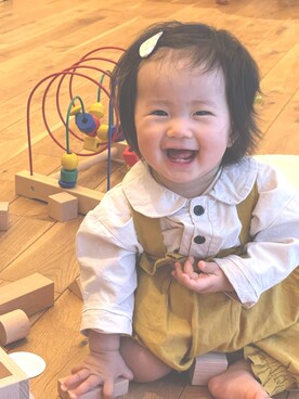 「Handmade（ハンドメイド）のアイテム（オールインワン・サロペット）」を使った、SUe*^^さん（キッズ・90cm）の春コーディネート