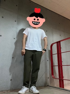 「Hanes」｜「アイテム（スラックス）」を使った、ryoz_wearさん（メンズ・160cm）の夏コーディネート