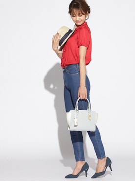 「Samantha Thavasa（サマンサタバサ）の【雑誌掲載】サマンサマイン（小） パステルカラー 【3年保証対象】◆（ハンドバッグ、ブルー系）」を使った、サマンサタバサ スタッフさん（レディース・160cm）の春コーディネート