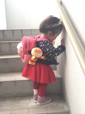「PETIT BATEAU（プチバトー）のアイテム（ノーカラージャケット）」を使った、meiさん（キッズ・80cm）の春コーディネート