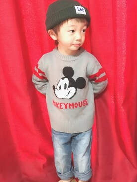 「BIT'Z（ビッツ）のアイテム（パンツ）」を使った、あおしょーさん（キッズ・90cm）の冬コーディネート