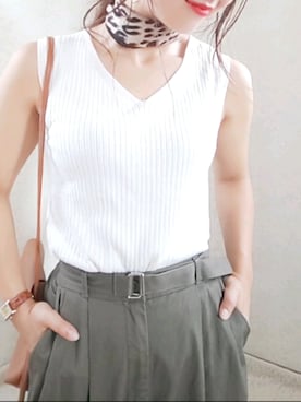 「レオパードスカーフ」｜michanさん（レディース・160cm）の夏コーディネート