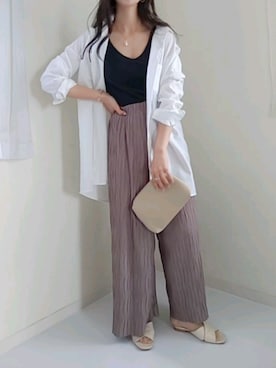 「ワイドリブブラタンクトップ」｜michanさん（レディース・160cm）の春コーディネート