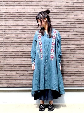 「CUBE SUGAR（キューブシュガー）のアイテム（シャツワンピース）」を使った、mkmk_0922さん（レディース・158cm）の春コーディネート