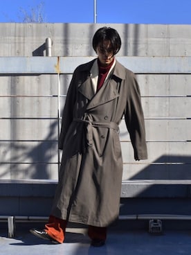 「古着好きな人と繋がりたい」｜「アイテム（トレンチコート）」を使った、oriryoさん（メンズ・173cm）の冬コーディネート