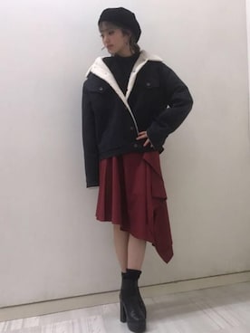 「BARAK（バラク）のアイテム（ハンチング/ベレー帽）」を使った、BARAKさん（レディース・159cm）の秋コーディネート