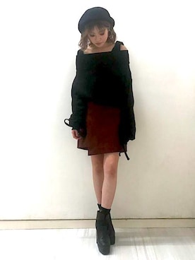 「BARAK（バラク）のアイテム（ハンチング/ベレー帽）」を使った、BARAKさん（レディース・159cm）の冬コーディネート