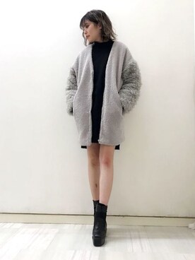 「BARAK（バラク）のアイテム（ノーカラージャケット）」を使った、BARAKさん（レディース・159cm）の冬コーディネート
