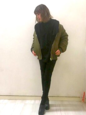「BARAK（バラク）のアイテム（ブルゾン）」を使った、BARAKさん（レディース・159cm）の冬コーディネート