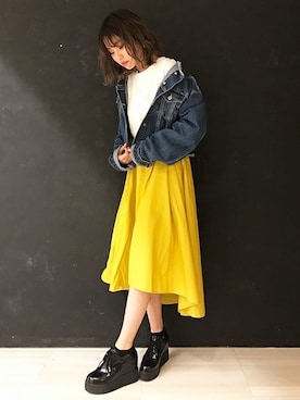 「ノーカラージャケット」｜「アイテム（その他シューズ）」を使った、BARAKさん（レディース・159cm）の春コーディネート