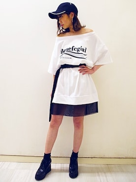 「BARAK（バラク）のアイテム（キャップ）」を使った、BARAKさん（レディース・159cm）の春コーディネート