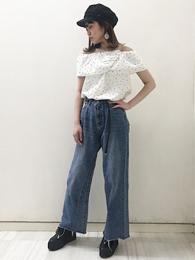 「BARAK（バラク）のアイテム（キャップ）」を使った、BARAKさん（レディース・159cm）の夏コーディネート