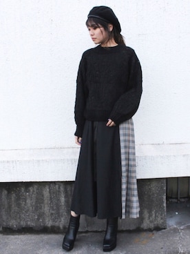 「BARAK（バラク）のアイテム（ハンチング/ベレー帽）」を使った、BARAKさん（レディース・159cm）の秋コーディネート