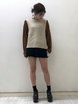 「厚底」｜BARAKさん（レディース・160cm）の冬コーディネート