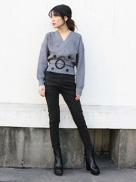 「ベルト付き」｜BARAKさん（レディース・160cm）の冬コーディネート