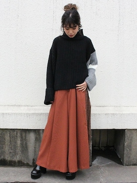 「プリーツ」｜BARAKさん（レディース・160cm）の冬コーディネート