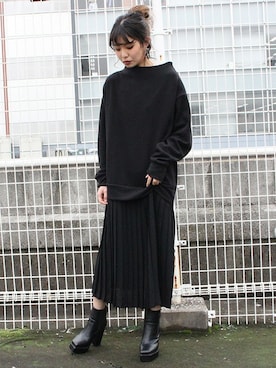 「サイドゴアブーツ」｜BARAKさん（レディース・160cm）の冬コーディネート