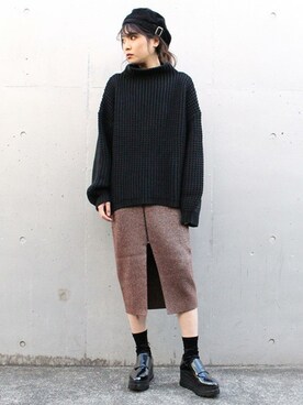 「BARAK（バラク）のアイテム（ハンチング/ベレー帽）」を使った、BARAKさん（レディース・160cm）の冬コーディネート