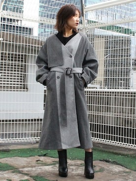 「配色」｜「アイテム（トレンチコート）」を使った、BARAKさん（レディース・161cm）の冬コーディネート