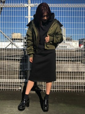「BARAK（バラク）のアイテム（ブルゾン）」を使った、BARAKさん（レディース・161cm）の冬コーディネート