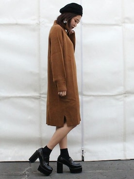 「厚底」｜BARAKさん（レディース・161cm）の冬コーディネート