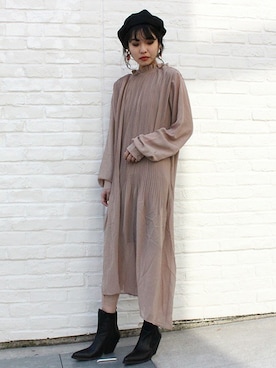 「春ワンピ」｜BARAKさん（レディース・160cm）の冬コーディネート