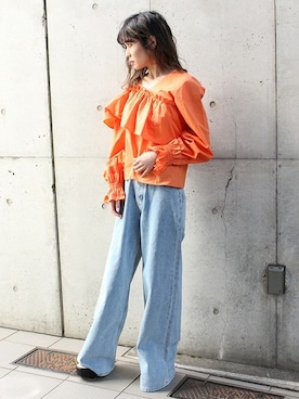 「フリルトップス」｜BARAKさん（レディース・160cm）の春コーディネート