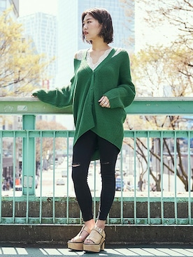 「ロングカーディガン」｜BARAKさん（レディース・160cm）の春コーディネート