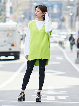 「BARAK（バラク）のアイテム（アクセサリー）」を使った、BARAKさん（レディース・160cm）の春コーディネート